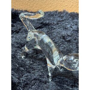 Handblown Clear Glass Cat Figurine